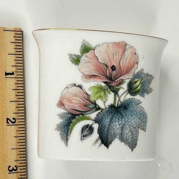 VTG Royal Worcester Ceramic Cigarette Toothpick Holder Summer Flowers Vase 2.7" - Picture 4 of 5